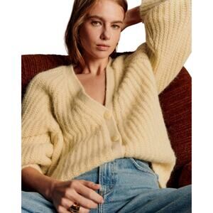 Sezane Basile Cardigan Alpaca Pastel Butter Yellow XS